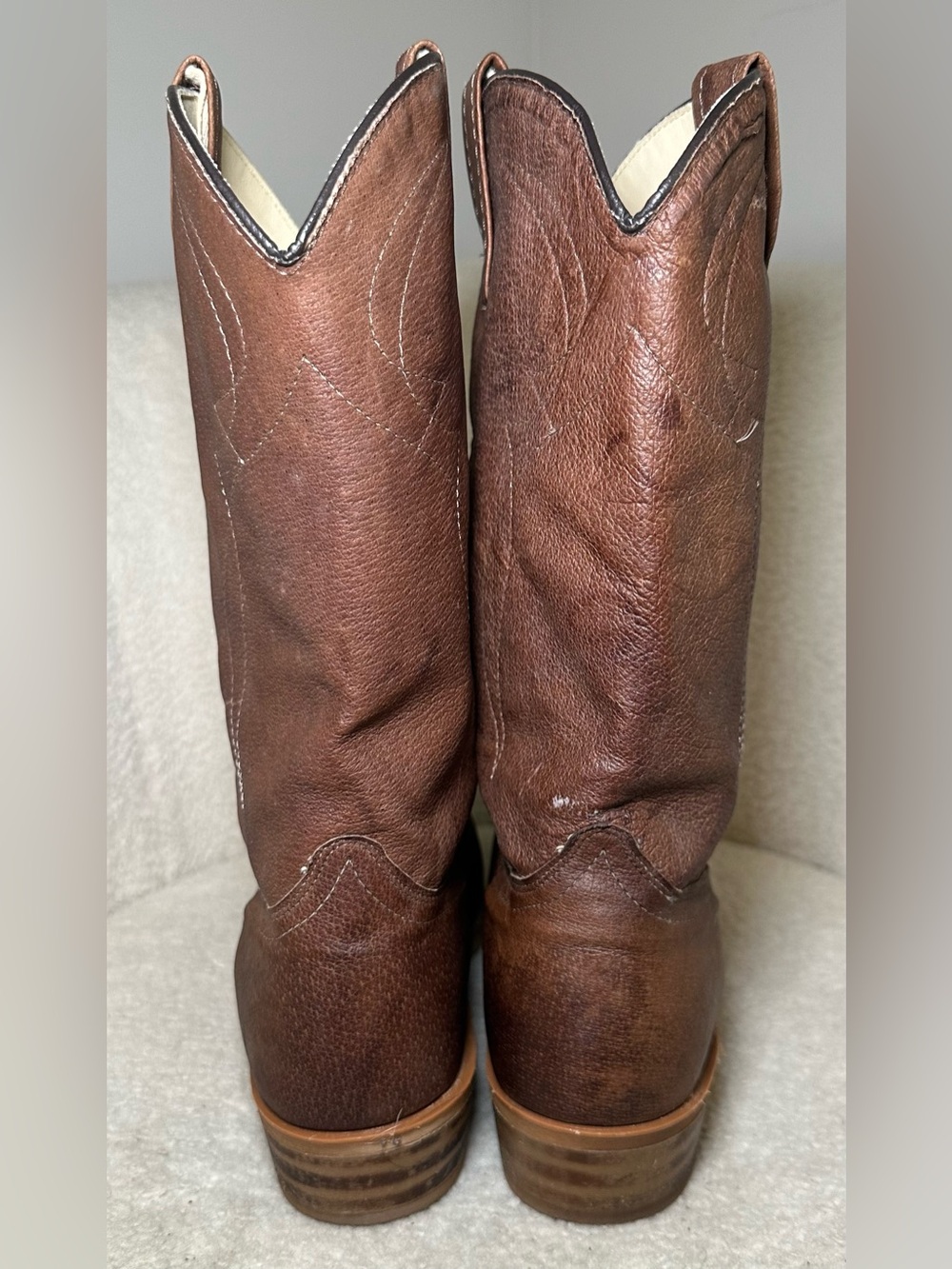 Dingo Vintage 80”s Men’s Brown Leather Western Cowboy Boots Western Bohemian 10 - Picture 4 of 11